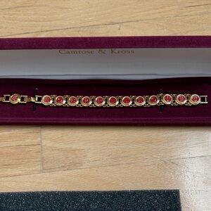 Camrose & Kross Gold-Tone Bracelet with Red Enamel Medallions